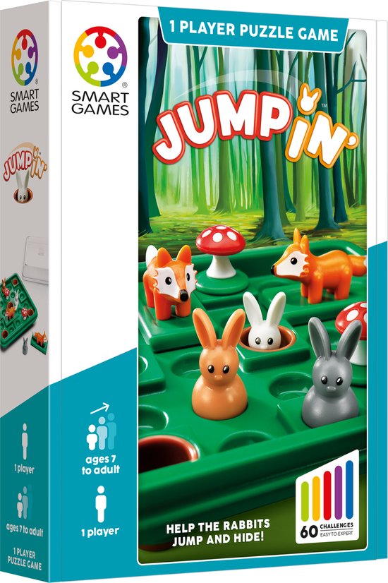 SmartGames – Jump In’ – 60 opdrachten – denkspel voor jong én oud – konijntjes en vossen