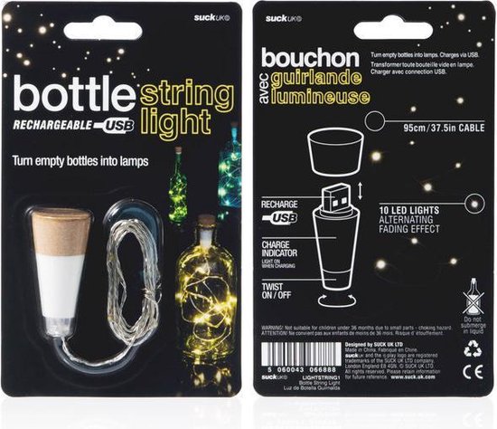 Bouchon LED lumineux pour bouteille, rechargeable en USB