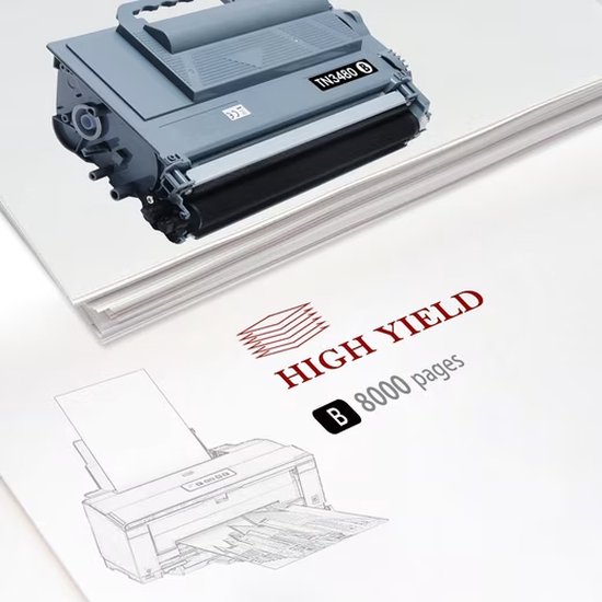 Toner de marque privée Brother TN-3480 - 8 000 pages - compatible avec Brother DCP-L5500DN, L5600DN, L5650DN, HL-L5000D, L5100DN, L5200, L6200, L6250DW, L6300DW, L6400, MFC-L5850DW, L5800DW, L5700DW, L5900DW, L6700DW, L6750DW, 6800DW, L6900DW