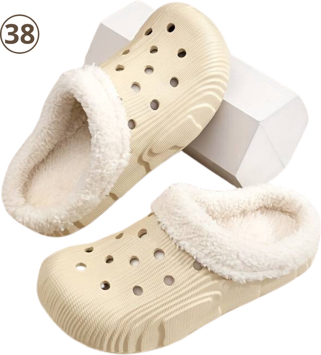 Nivard Warme Pantoffels - Sloffen - Slippers - Dames - Heren - Pluche - Maat 37 - Wit