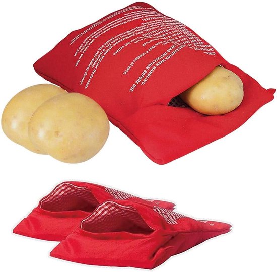 Foto: Aardappelzak voor stomen van aardappelen in magnetron bereiden aardappels groenten stomen aardappelzak express aardappelzak bakken tool magnetron aardappelzak in slechts 4 minuten aardappelzak express zak bakken gereedschap rood 3x stuks