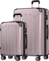 Bol.com TRVLMORE Kofferset - 2 Delig - 45L Handbagage + 115L Ruimbagage - TSA Slot - Lichtgewicht - Reiskoffer Set - Roségoud aanbieding