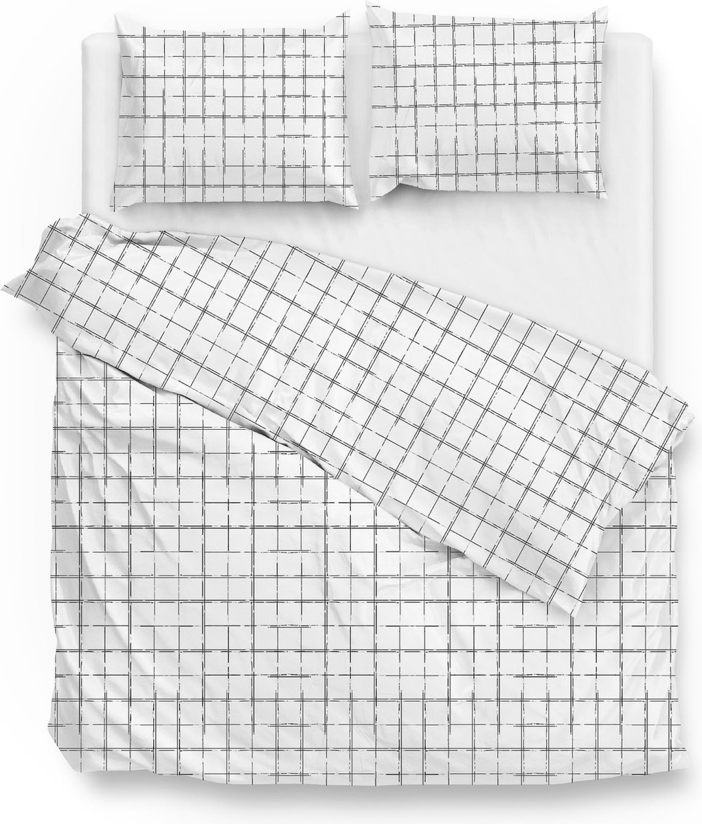 Zohome Delon Dekbedovertrek - Lits-jumeaux - Katoensatijn - 260x200-220cm - Off-White