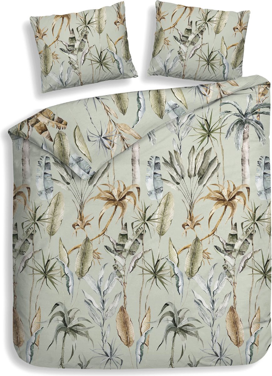 Heckettlane Areca Dekbedovertrek - Lits-jumeaux - Flanel - 240x200-220cm - Groen