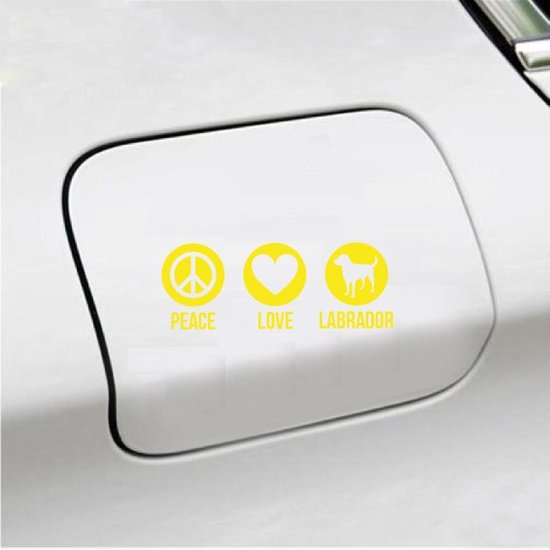 Autocollant pour pare-chocs - Peace Love Labrador - 20x9,3 - Jaune