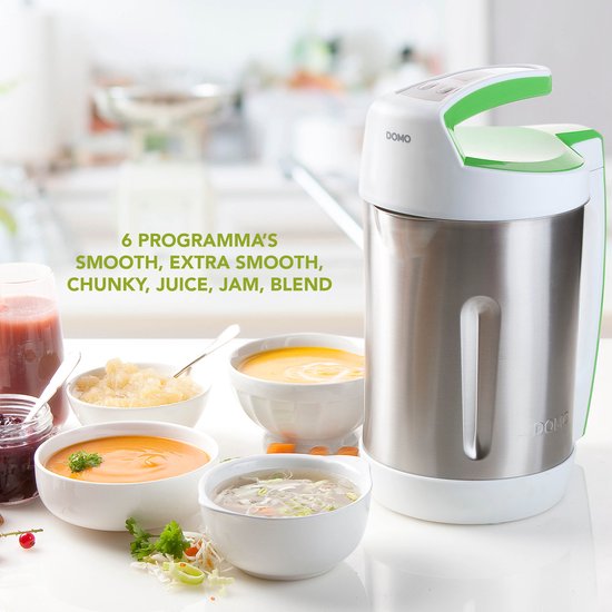 DOMO DO705BL Soepmaker – 2L – 6 programma’s – Blender – RVS – Wit/Groen