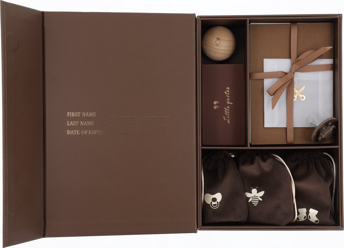 Pure Moms - Bruine Luxe Memory box - Baby Herinneringsdoos - Kraamcadeau - Babyshower Babycadeau - Voor Eerste Babyjaren - Houten Tanden doosje - Zeer luxe Baby Geschenkset - 24 delig Herinneringsdoos - inclusief inktafdrukje - Speentje – foto 5