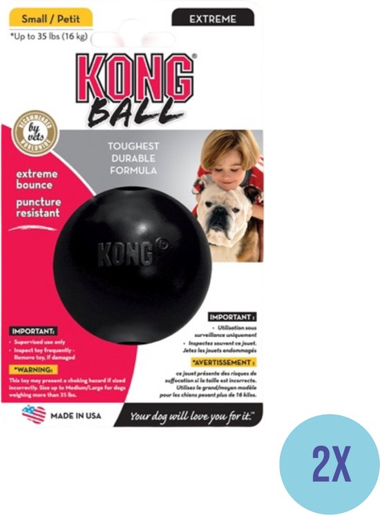 Foto: Kong extreme rubber bal zwart small 2 stuks voordeelverpakking