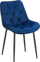 CLP Wallace Eetkamerstoel - Zonder armleuning - Metalen frame - Vloerbeschermers - Velvet - Fluweel - blauw