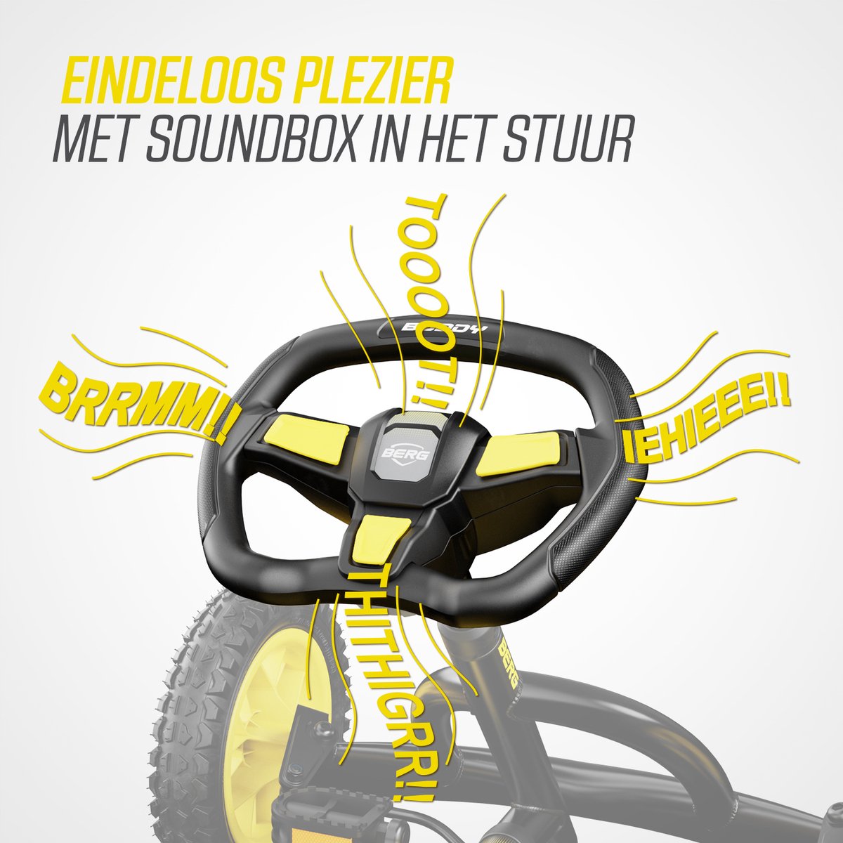 BERG Buddy Cross Yellow Skelter - 3+ Jaar - All Terrain Luchtbanden - Verstelbare Stoel - inclusief Soundbox - Vrijloopautomaat - Zwart/Geel — afbeelding 3