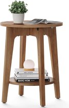 ACAZA Bijzettafel - Nachtkastje - Walnoot Bruin - 40 x 50 cm (B x H) - Kleine Salontafel - Banktafel - Salontafel rond - Salontafel bruin - Ronde Salontafel - Salontafel hout