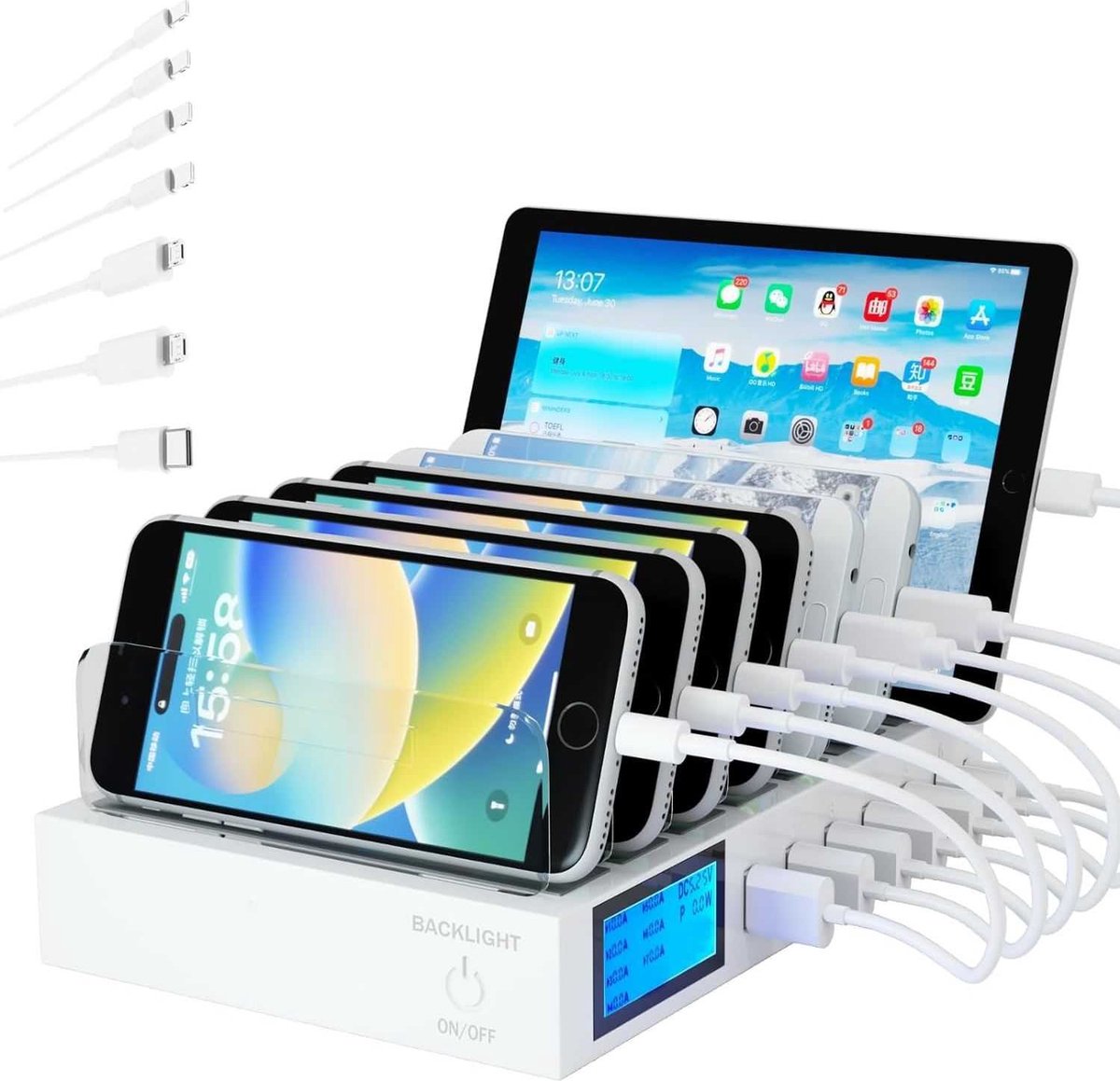 SooPii Multi-USB-laadstation, 100 W, 10-poorten, type C