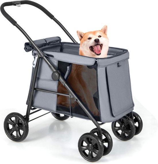 Trendmix XL Hondenbuggy – Opvouwbaar – Tot 40 kg – Met Opbergvakken - Grijs
