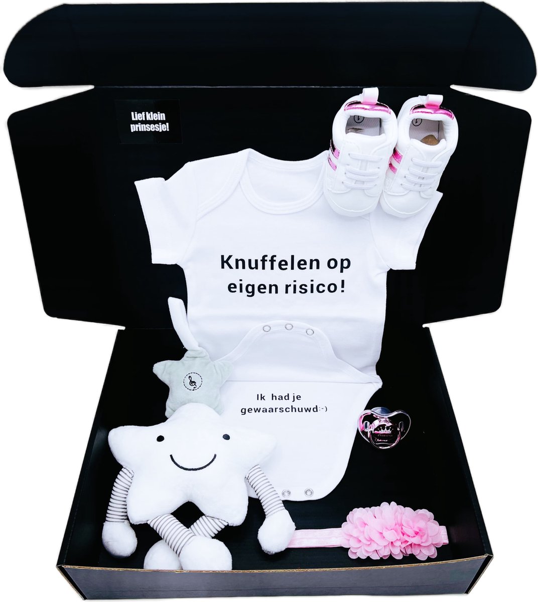 Goedkoopste Kraamcadeau meisje met romper, muziekmobiel, babyschoentjes, babyhoofdband - kan ook rechtstreeks worden verstuurd als cadeau
