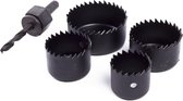 Benson 5-delige gatenzaag set - 32-54 mm - snelspan inzetzaagbladen - extra gehard staal - met centreerboor