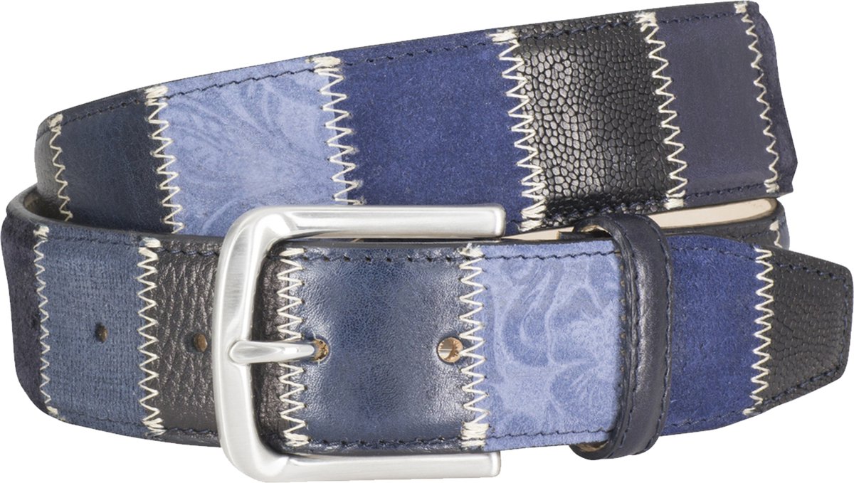 LINDENMANN leren heren riem - blauw