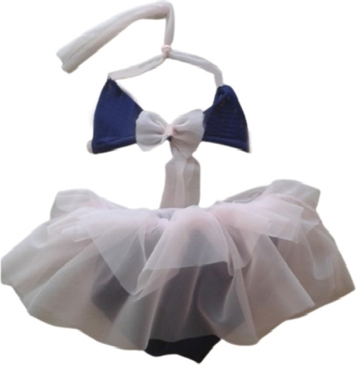 Maat 62 Luxe Bikini blauw met steentjes Baby en kind donkerblauw zwemkleding roze strik