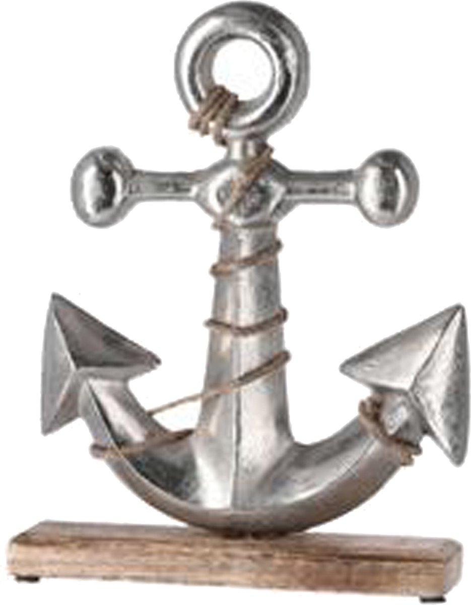 Scheep/schip anker beeld - 24 x 33 cm - maritieme home decoraties - aluminium - Woonstijl maritiem - Strand/zee woonaccessoires