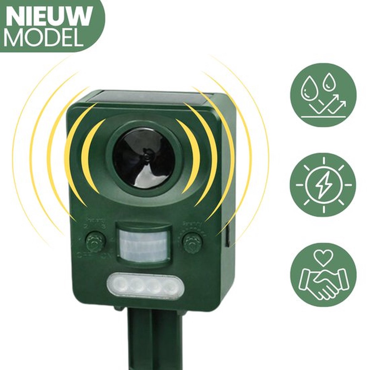 Bol.com Luvago Ultrasone Kattenverjager - Muizenverjager - Marterverjager - Kattenschrik - Ultrasone Dierenverjager op Zonneener... aanbieding