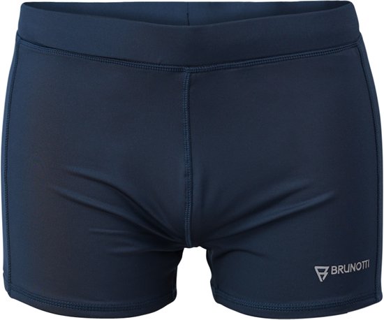 Short de bain bleu marine uni, avec un petit logo Brongotti sur la jambe droite.