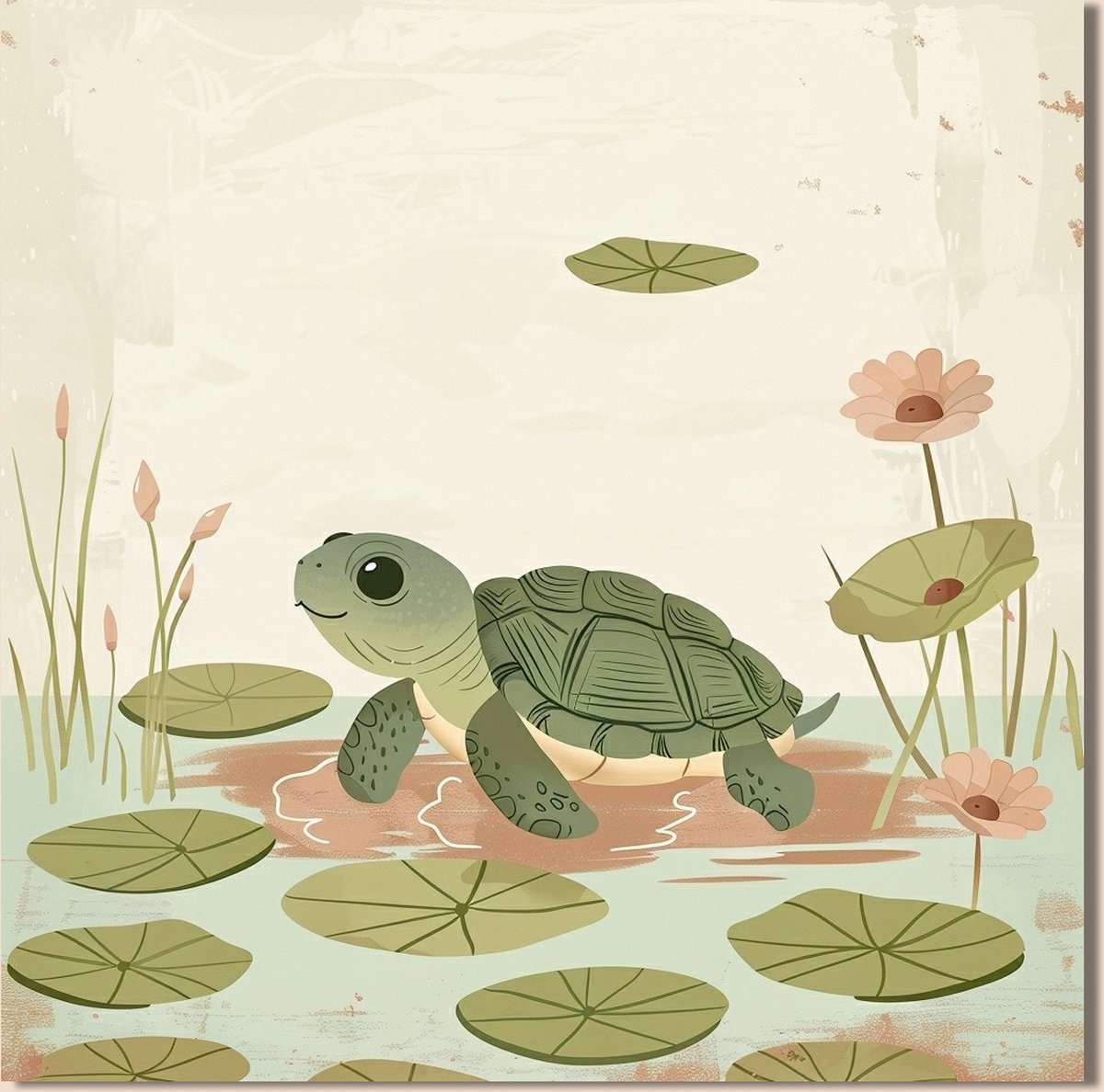 10x Dieren geboortekaartje met schildpad voor Jongen of Meisje | Vierkant L formaat (21x21 cm) | Wenskaart Geboorte