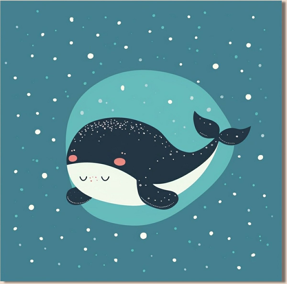 10x Dieren geboortekaartje met walvis voor Jongen of Meisje | Vierkant M formaat (14.8x14.8 cm) | Wenskaart Geboorte