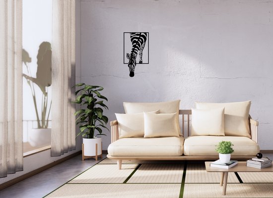 Djemzy - décoration murale salon - chambre - décoration murale - bois - noir - animaux - Zebra sur cadre - MDF 6 mm