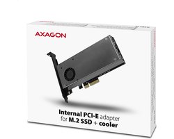 AXAGON PCEM2-DC - PCIe 3.0 Adapter - 2x M.2 SSD (NVMe + SATA) - Actieve Koeling - Low Profile Inclusief