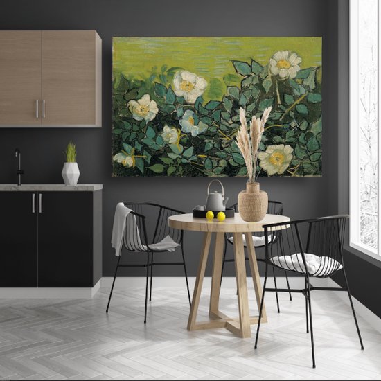 Roses sauvages - Décoration murale Vincent van Gogh - Portrait de Fleurs - Peinture sur toile Nature - Décoration murale classique - Toile avec cadre - Toile d'art avec cadre 100x75 cm