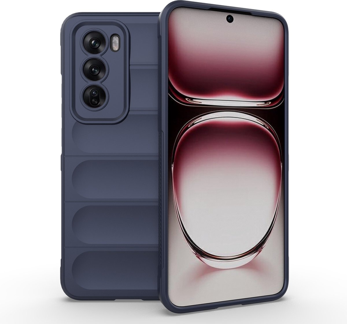 MobyDefend Hoesje - Geschikt voor Oppo Reno12 - TPU Gripcase - Blauw