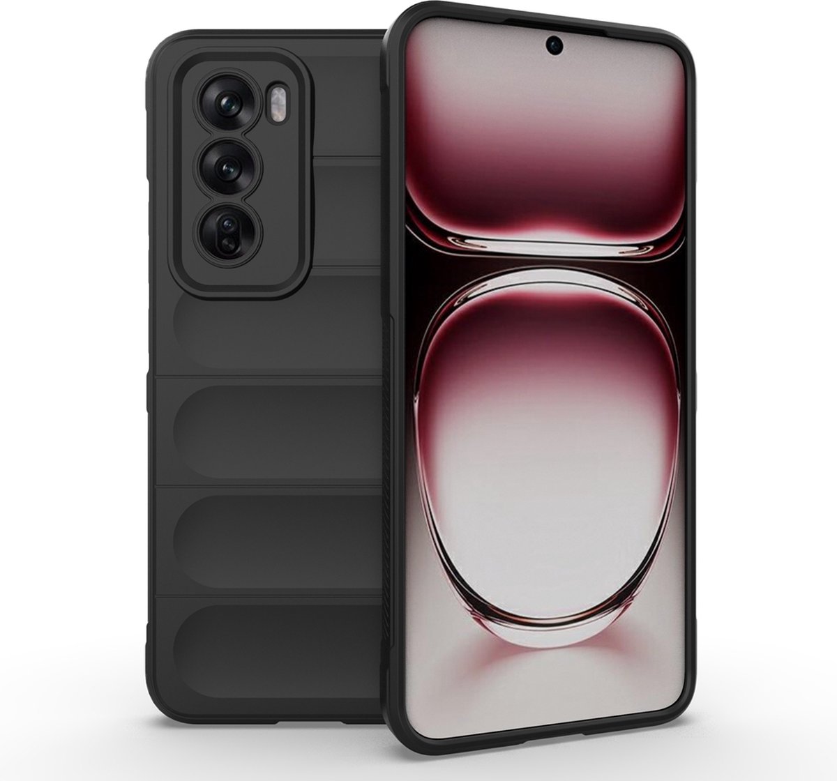 MobyDefend Hoesje - Geschikt voor Oppo Reno12 - TPU Gripcase - Zwart