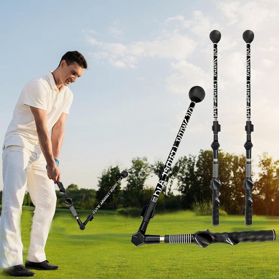 Verstelbare draagbare Golfswing trainerhulp - Verbeter scharnier - Opvouwbare golftrainingshulpmiddelen - Tempo-ritmebalans en kracht - Zwart — afbeelding 2