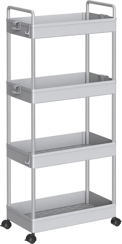 Boekenkast Metalen rollende bibliotheekwagen met afsluitbare wielen, moderne stijlvolle boekenkast, gebruiksvriendelijke trolley voor tijdschriften