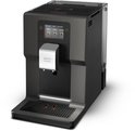 Zwarte Krups Intuition volautomaat met touchscreen en koffie-opties.