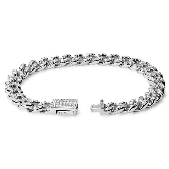 FaithHeart Herenarmband, 19 cm - 23 cm, roestvrij staal, punk, pantserarmband, 17 mm breed, Cubaanse kettingarmband met vouwsluiting voor verjaardag, Valentijnsdag, 19cm
