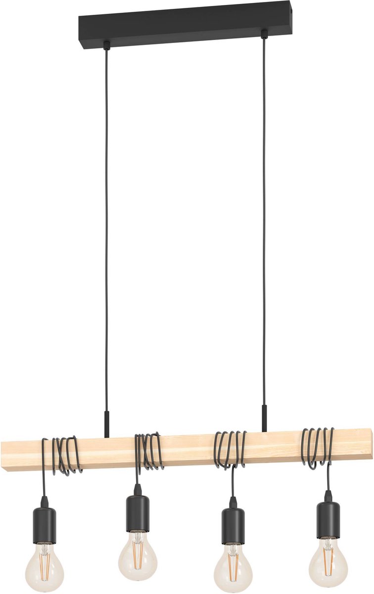 EGLO Townshend Hanglamp - E27 - 70 cm - Zwart|Bruin
