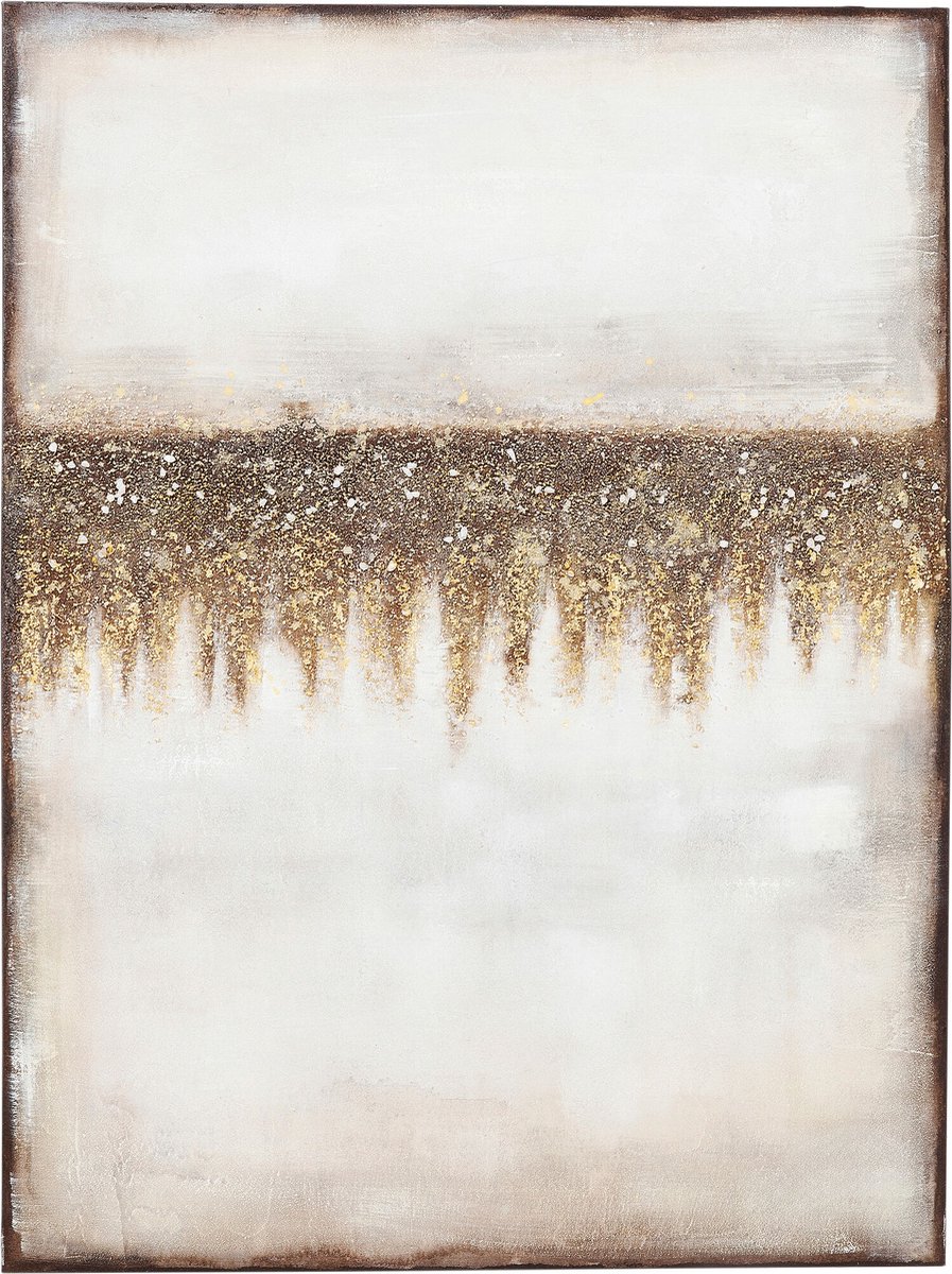 Kare Design Kare Schilderij Acrylic Abstract Fields 90x120cm Beige/Goud
