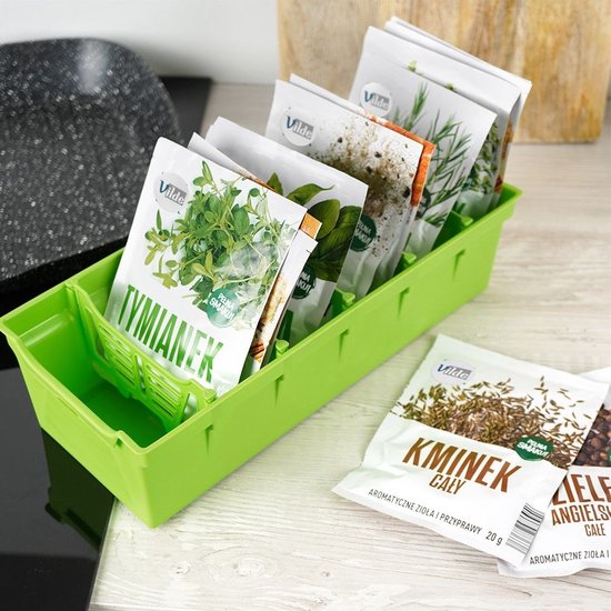 Étagère à épices Vert 30x13x8 cm - Organisateur d'épices - Boîte à épices - Pots d'herbes aromatiques debout - Organisateur d'épices