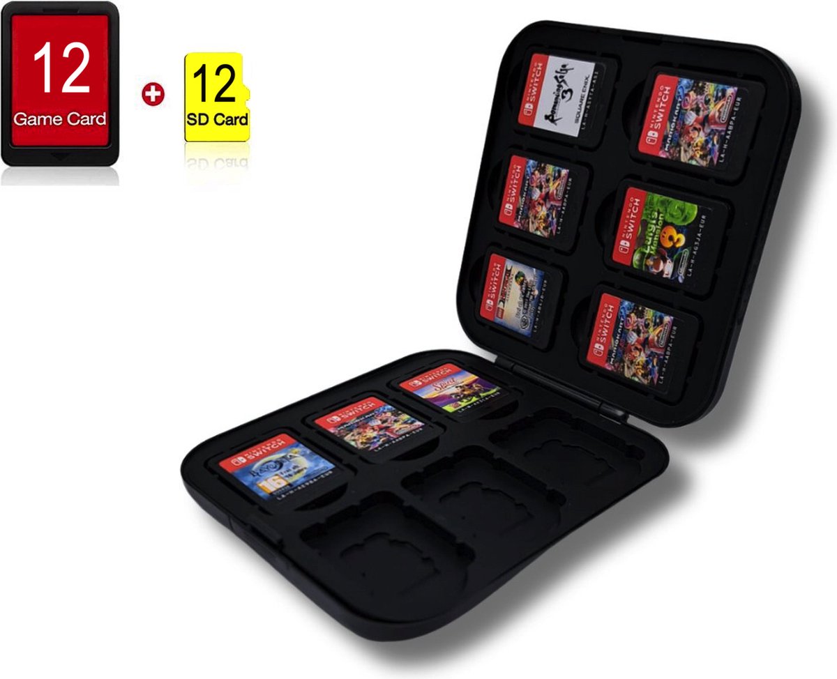 12 Slots Game card case geschikt voor Nintendo Switch - Silicone Slots - Zwart