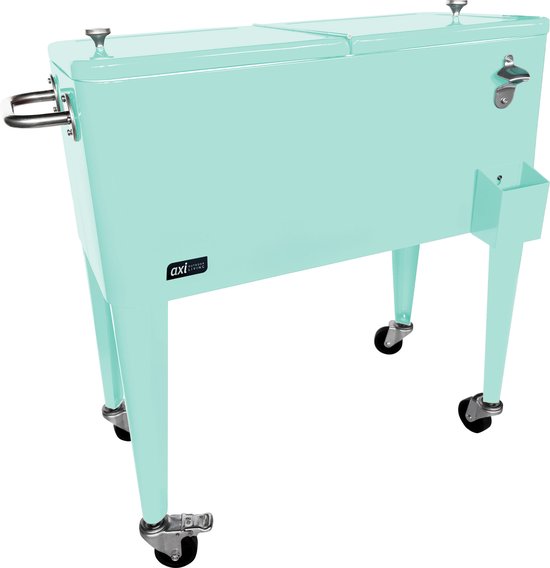 Foto: Axi retro cooler mint koeler met wielen 76l inhoud koelbox met aftapkraan