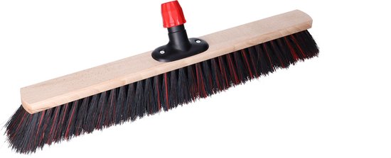 Buemag Bezemkop - Arenga/Elaston mix - zwart/rood - hard - hout - 60 cm - straatbezem/buitenbezem van Buemag — afbeelding 3