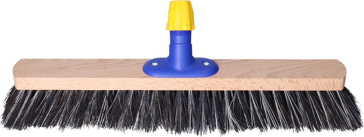 Goedkoopste Buemag Bezemkop - Arenga/Elaston mix - zwart/wit - hard - hout - 50 cm - straatbezem/buitenbezem - bezem
