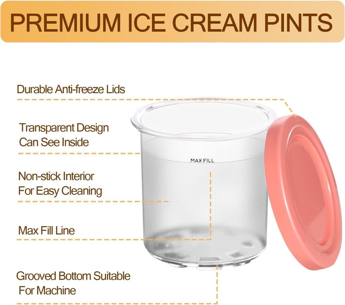 Gfamous 4 Creami Pint containers voor Ninja Creami