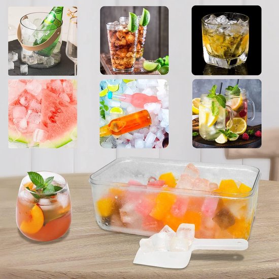 IJsblokjeshouder met Deksel en Container - 64 IJsblokjes, Eenvoudig Te Gebruiken voor Cocktail en Whiskey van Merkloos — afbeelding 5