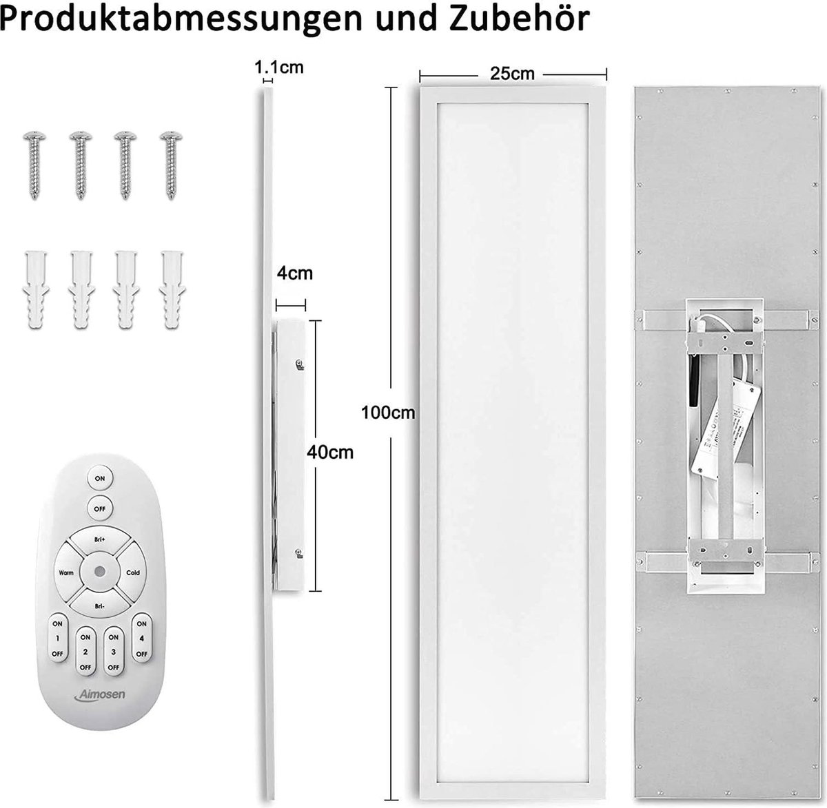 Aimosen 2 stuks led-plafondlamp, dimbaar, 100 x 25 cm, met afstandsbediening, 28 W, plafondlamp met sterke helderheid, 2700 K - 6500 K, dunne plafondlamp voor kantoor en woonkamer Aimosen 2 stuks led-plafondlamp, dimbaar, 100 x 25 cm, met afstandsbediening, 28 W, plafondlamp met sterke helderheid, 2700 K - 6500 K, dunne plafondlamp voor kantoor en woonkamer