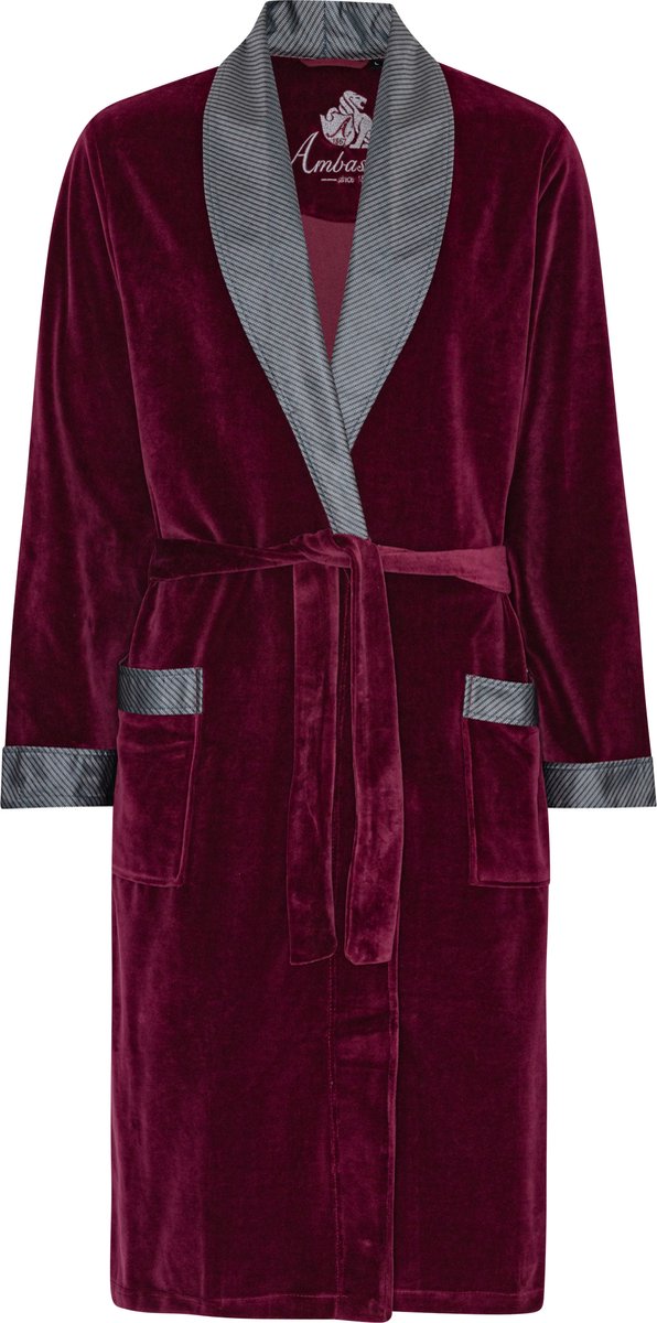 Ambassador Kamerjas Davos - Luxe Velours Heren Badjas - Bordeaux - Large