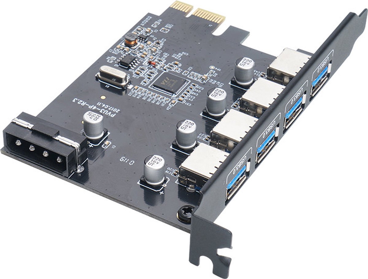 Orico - PCI Express uitbreidingskaart – 4x USB 3.0 poorten – 5Gbps – Incl. Schroeven – Zwart