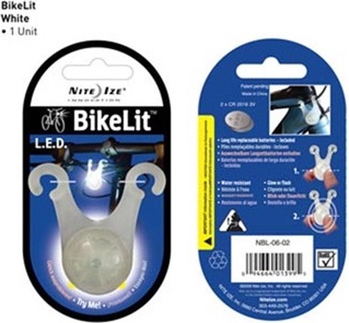 Nite Ize BikeLit White Zaklampen/verlichting Wit