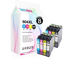 Inktdag inktcartridges voor Epson 604XL, Epson 604 inkt, Epson 604 cartridge multipack van 8 kleuren voor Epson Expression Home XP-2200 XP-2205…