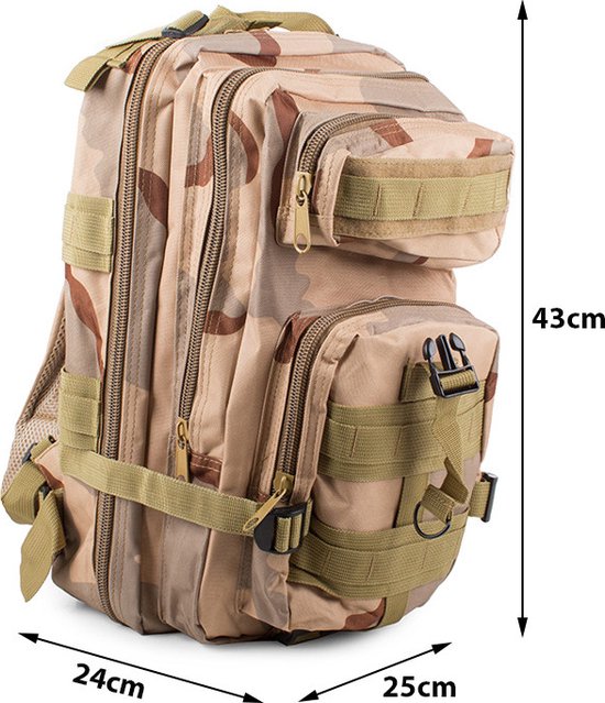 Robuuste Tactical Military Survival Rugzak 30L - Inclusief Nederlandse/Belgische Vlag Patch - camouflage bruin